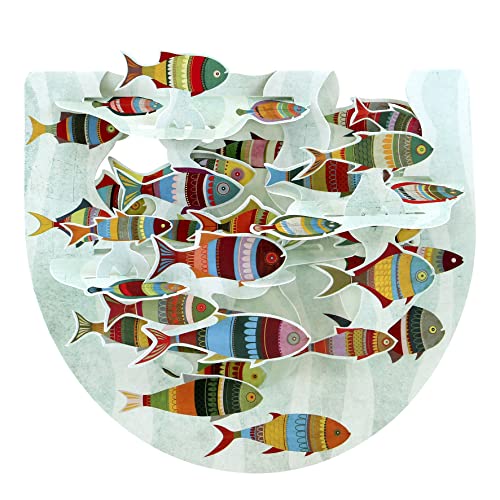 Santoro Popnrock, 3D-Pop-Up-Grußkarte – Fisch – für Herren, Damen, Kinder, Familie, Geburtstag (grün, orange, braun, 17 x 15 cm) von Santoro