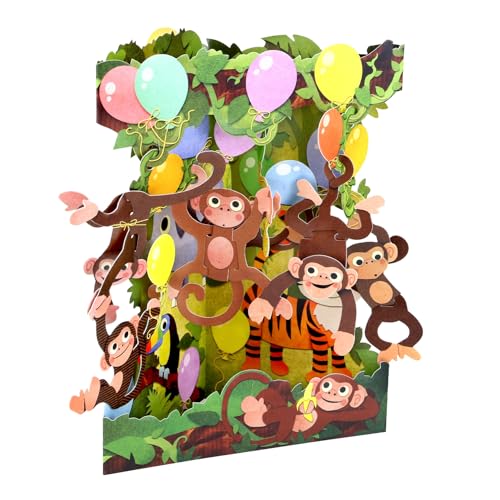 Santoro Swing Card, 3D-Pop-Up-Grußkarte – Geburtstagszirkus, Affenparty, Affenzirkus – Für Kinder, Familie, Geburtstag Santoro Swing Card, 3D-Pop-Up-Grußkarte – Geburtstagszirkus, Affenparty, Affenzirkus – Für Kinder, Familie, Geburtstag von Santoro