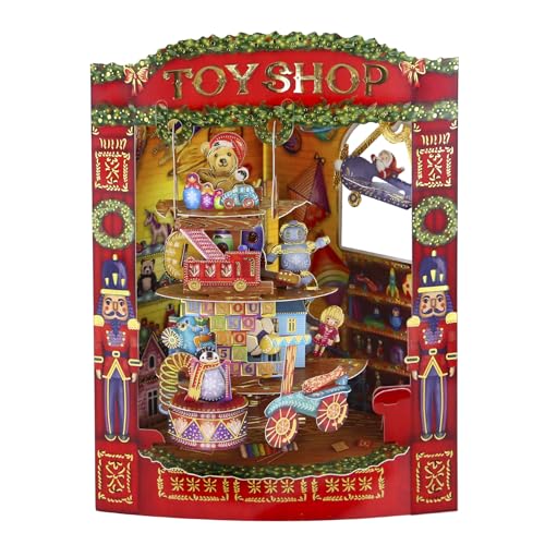 Santoro Swing Card, Christmas 3D Pop Up Greeting Card - Christmas Toy Shop - For Kids Family Festive von Santoro