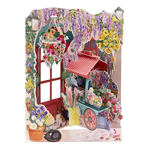 Santoro Swing-Karte, 3D-Pop-Up-Grußkarte – Florist und Blumenwagen – für Sie, für Mutter, Geburtstag, Muttertag von Santoro