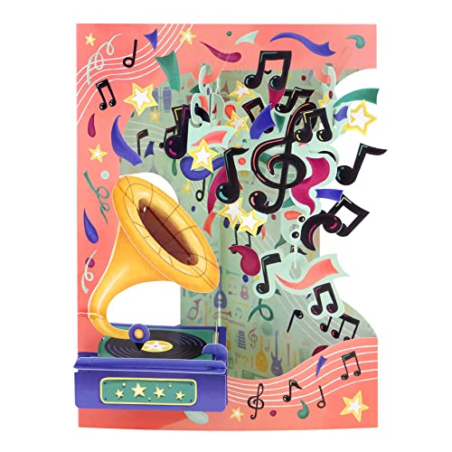 Santoro Swing-Karte, 3D-Pop-Up-Grußkarte – Musik – Geschenk für Sie, Ihn, Mutter, Musikliebhaber, Grammophon-Karte zum Geburtstag, Dankeschön (mehrfarbig) von Santoro