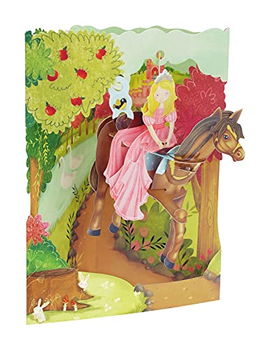 Santoro Swing-Karte, 3D Pop Up Grußkarte – Prinzessin auf einem Pferd – für Sie, für Kinder, Mädchen, Geburtstag von Santoro