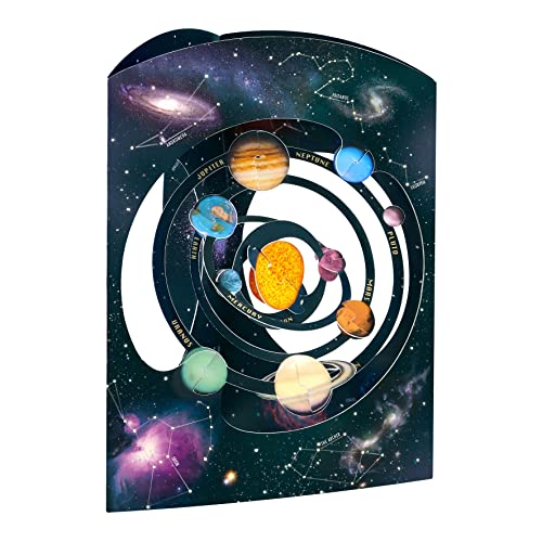 Santoro Swing-Karte, 3D-Pop-Up-Grußkarte – Sonnensystem – für Kinder, für ihn, für sie, Geburtstag (braun, grau, blau, grün) von Santoro