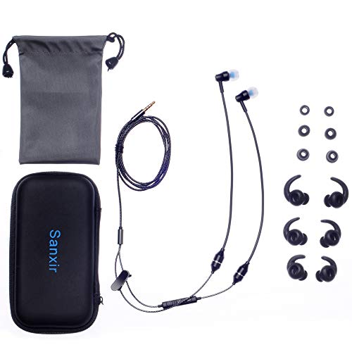 Sanxir Anti-Strahlungs-Luftschlauch-Kopfhörer, EMF-Schutz-Kopfhörer, rutschfeste Ohrhörer, strahlungsfreies Headset, mit einstellbarer Lautstärke und HD-Mikrofon (schwarz) von Sanxir