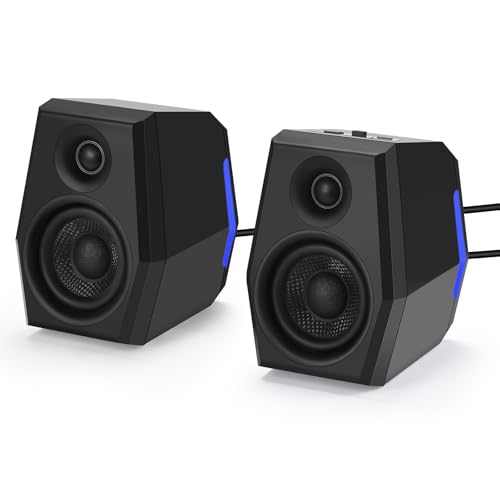 Sanyun SW209 36W 2.0 Computer Gaming PC Multimedia Lautsprecher, Mehrfacher EQ-Sound-Modus, Bluetooth 5.0 USB 3.5mm Aux Eingänge, RGB-Leuchten, für Laptop Desktop Monitor (Paar, Schwarz) von Sanyun