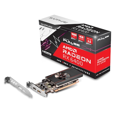 SAPPHIRE AMD Radeon RX 6400 Pulse Grafikkarte mit 4GB GDDR6 HDMI/DP, Low Profile von Sapphire