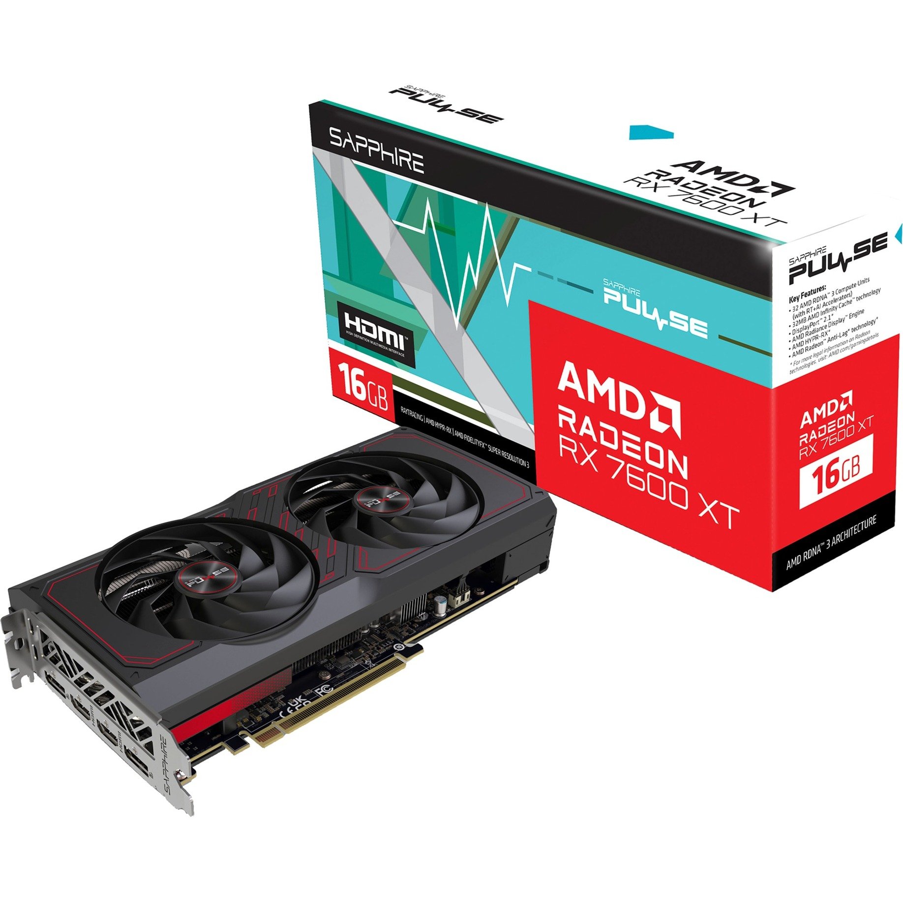 Radeon RX 7600 XT PULSE GAMING OC, Grafikkarte von Sapphire