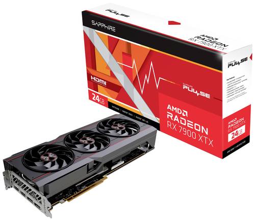 Sapphire Grafikkarte AMD Radeon RX 7900 XTX Gaming Pulse Overclocked 24GB GDDR6-RAM PCIe HDMI®, Dis von Sapphire