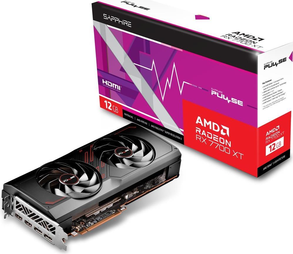 Sapphire Pulse Radeon RX 7700 XT - Grafikkarten - Radeon RX 7700 XT - 12GB GDDR6 - PCIe 4,0 x16 - 2 x HDMI, 2 x DisplayPort (11335-04-20G) von Sapphire
