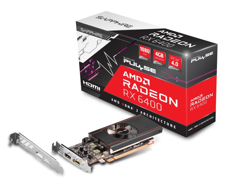 Sapphire Pulse Radeon RX 6400 Grafikkarte - 4GB GDDR6, HDMI, DP von Sapphire