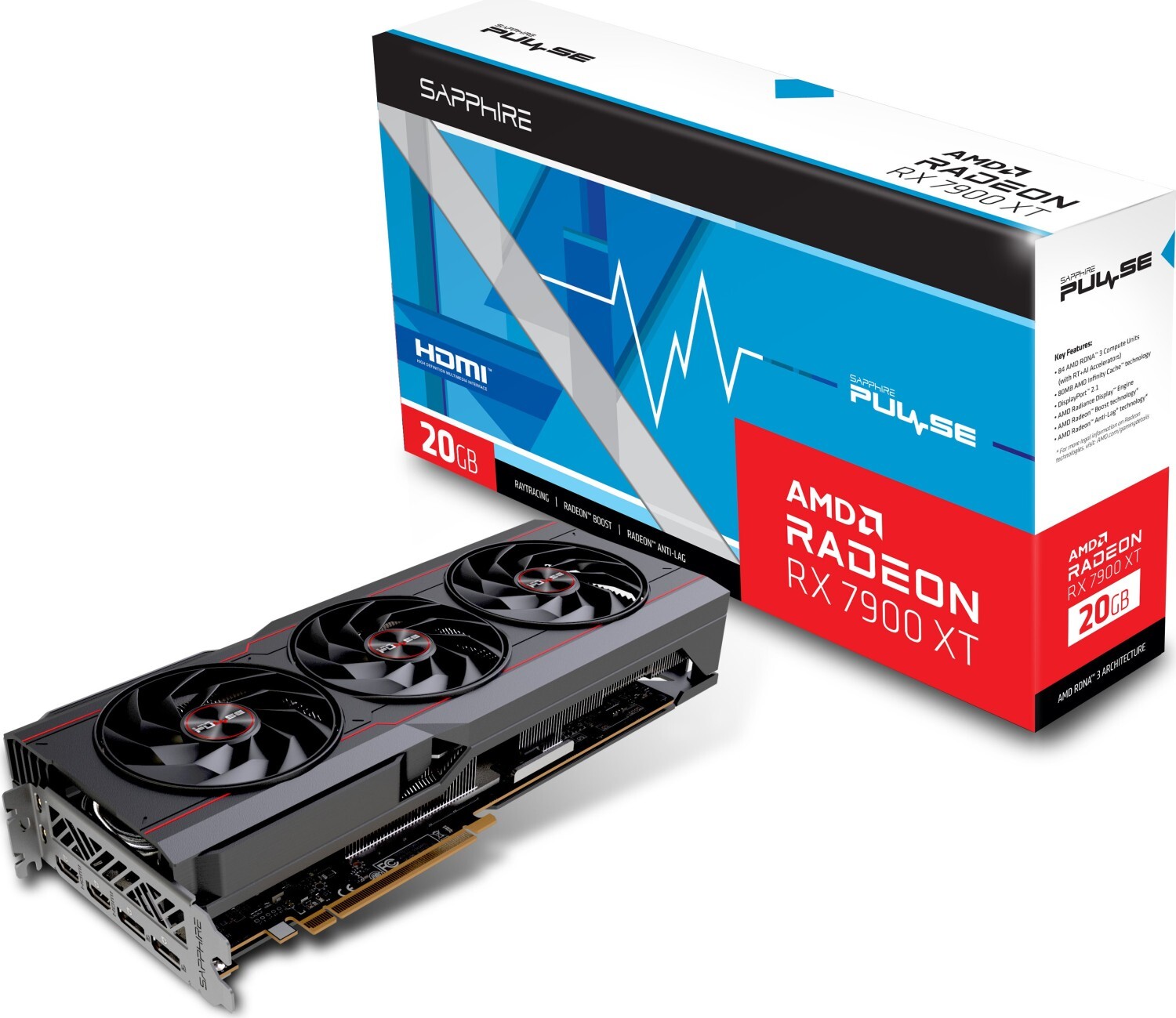 Sapphire Pulse Radeon RX 7900 XT - 20GB GDDR6, 2x HDMI, 2x DP, lite retail von Sapphire