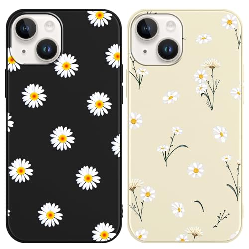 Saqmkil 2 Stück Handyhülle für iPhone 14/iPhone 13 6,1" Hülle, Aesthetic Muster Blumen Mädchen Frauen Case, Weich Silikon Dünn TPU Bumper Stoßfeste Kratzfest Schutzhülle für iPhone 14, Schwarz + Beige Saqmkil 2 Stück Handyhülle für iPhone 14/iPhone 13 6,1" Hülle, Aesthetic Muster Blumen Mädchen Frauen Case, Weich Silikon Dünn TPU Bumper Stoßfeste Kratzfest Schutzhülle für iPhone 14, Schwarz + Beige von Saqmkil