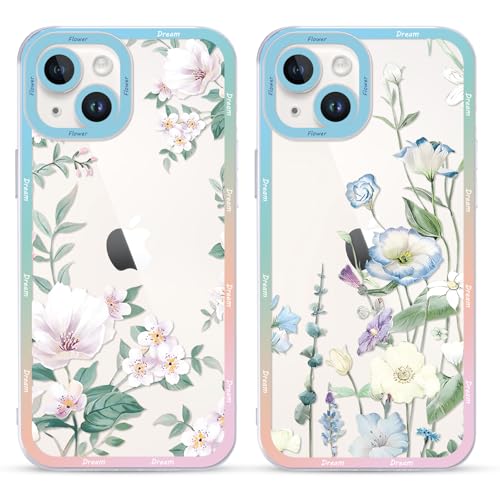 Saqmkil 2 Stück Hülle für iPhone 14, Aesthetic Blumen Muster Design Mädchen Transparent Motiv Handyhülle, Weich Silikon Frauen Geschenk Süßes Stoßfest Case Schutzhülle für iPhone 14 6,1'' - Blume 04 Saqmkil 2 Stück Hülle für iPhone 14, Aesthetic Blumen Muster Design Mädchen Transparent Motiv Handyhülle, Weich Silikon Frauen Geschenk Süßes Stoßfest Case Schutzhülle für iPhone 14 6,1'' - Blume 04 von Saqmkil