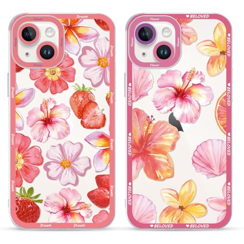 Saqmkil 2 Stück Hülle für iPhone 14, Aesthetic Blumen Muster Design Mädchen Transparent Motiv Handyhülle, Weich Silikon Frauen Geschenk Süßes Stoßfest Case Schutzhülle für iPhone 14 6,1'' - Blume 02 Saqmkil 2 Stück Hülle für iPhone 14, Aesthetic Blumen Muster Design Mädchen Transparent Motiv Handyhülle, Weich Silikon Frauen Geschenk Süßes Stoßfest Case Schutzhülle für iPhone 14 6,1'' - Blume 02 von Saqmkil