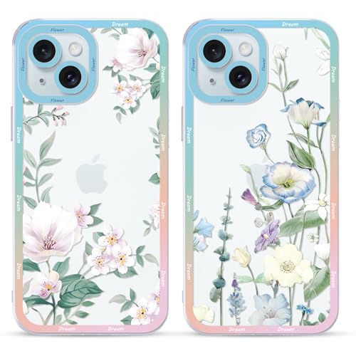 Saqmkil 2 Stück Hülle für iPhone 15, Aesthetic Blumen Muster Design Mädchen Transparent Motiv Handyhülle, Weich Silikon Frauen Geschenk Süßes Stoßfest Case Schutzhülle für iPhone 15 6,1'' - Blume 04 Saqmkil 2 Stück Hülle für iPhone 15, Aesthetic Blumen Muster Design Mädchen Transparent Motiv Handyhülle, Weich Silikon Frauen Geschenk Süßes Stoßfest Case Schutzhülle für iPhone 15 6,1'' - Blume 04 von Saqmkil