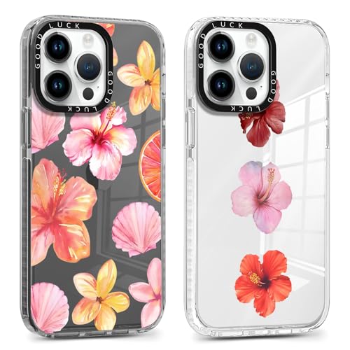 Saqmkil 2 Stück Hülle für iPhone 15 Pro Max 6,7 Zoll, Aesthetic Blumen Muster Design Mädchen Frauen Handyhülle, Transparent Silikon Süßes Blume Motiv Stoßfest Case Schutzhülle für iPhone 15 Pro Max von Saqmkil