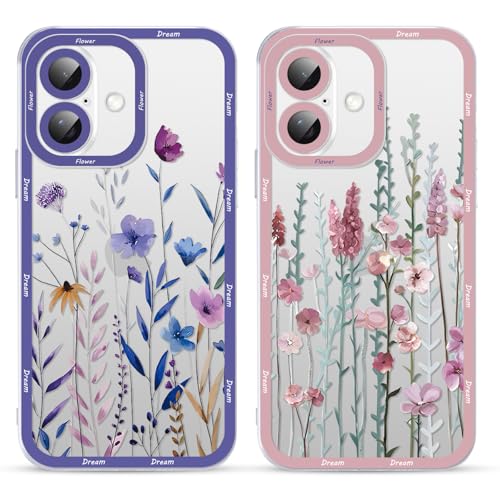 Saqmkil 2 Stück Hülle für iPhone 16, Aesthetic Blumen Muster Design Mädchen Transparent Motiv Handyhülle, Weich Silikon Frauen Geschenk Süßes Stoßfest Case Schutzhülle für iPhone 16 6,1'' - Blume 03 Saqmkil 2 Stück Hülle für iPhone 16, Aesthetic Blumen Muster Design Mädchen Transparent Motiv Handyhülle, Weich Silikon Frauen Geschenk Süßes Stoßfest Case Schutzhülle für iPhone 16 6,1'' - Blume 03 von Saqmkil