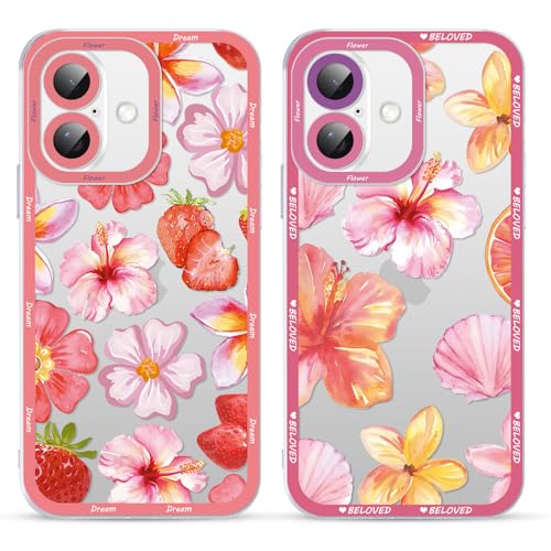 Saqmkil 2 Stück Hülle für iPhone 16, Aesthetic Blumen Muster Design Mädchen Transparent Motiv Handyhülle, Weich Silikon Frauen Geschenk Süßes Stoßfest Case Schutzhülle für iPhone 16 6,1'' - Blume 02 Saqmkil 2 Stück Hülle für iPhone 16, Aesthetic Blumen Muster Design Mädchen Transparent Motiv Handyhülle, Weich Silikon Frauen Geschenk Süßes Stoßfest Case Schutzhülle für iPhone 16 6,1'' - Blume 02 von Saqmkil