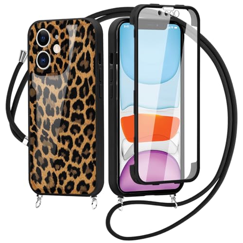 Saqmkil 360 Grad Handyhülle Handykette für iPhone 11 6,1'' Hülle mit Band, Fullbody Aesthetic Muster Design Schutzhülle mit Integriertem Displayschutz, Transparent Hülle zum Umhängen, Leopard 01 Saqmkil 360 Grad Handyhülle Handykette für iPhone 11 6,1'' Hülle mit Band, Fullbody Aesthetic Muster Design Schutzhülle mit Integriertem Displayschutz, Transparent Hülle zum Umhängen, Leopard 01 von Saqmkil