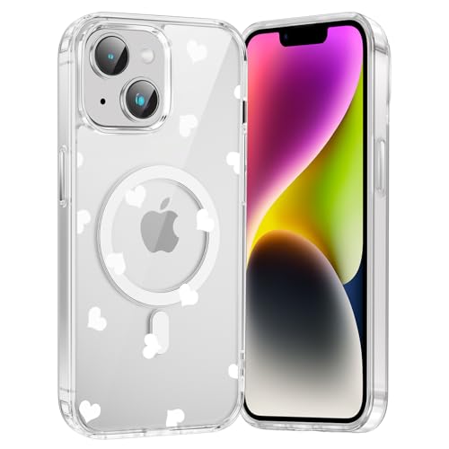 Saqmkil Handyhülle Magnetische für iPhone 14/iPhone 13 6,1" Hülle,Kompatibel mit MagSafe, Durchsichtig Aesthetic Muster Herz Mädchen Case, Transparent Weich Silikon TPU Bumper Stoßfeste Schutzhülle Saqmkil Handyhülle Magnetische für iPhone 14/iPhone 13 6,1" Hülle,Kompatibel mit MagSafe, Durchsichtig Aesthetic Muster Herz Mädchen Case, Transparent Weich Silikon TPU Bumper Stoßfeste Schutzhülle von Saqmkil