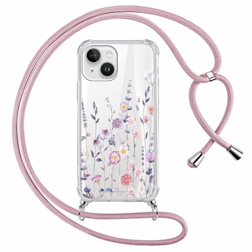 Saqmkil Handykette Handyhülle für iPhone 15 6,1" Hülle mit Band, Durchsichtig Aesthetic Muster Blumen Mädchen Case mit Kordel zum Umhängen, Transparent Weiche Silikon TPU + PC Stoßfest Schutzhülle Saqmkil Handykette Handyhülle für iPhone 15 6,1" Hülle mit Band, Durchsichtig Aesthetic Muster Blumen Mädchen Case mit Kordel zum Umhängen, Transparent Weiche Silikon TPU + PC Stoßfest Schutzhülle von Saqmkil