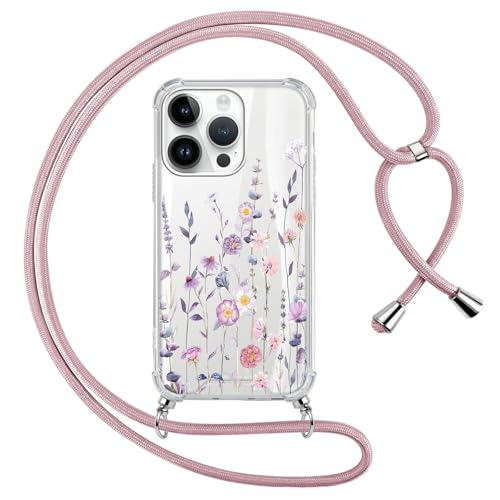 Saqmkil Handykette Handyhülle für iPhone 16 Pro 6,3" Hülle mit Band, Durchsichtig Aesthetic Muster Blumen Mädchen Case mit Kordel zum Umhängen, Transparent Weiche Silikon TPU + PC Stoßfest Cover Saqmkil Handykette Handyhülle für iPhone 16 Pro 6,3" Hülle mit Band, Durchsichtig Aesthetic Muster Blumen Mädchen Case mit Kordel zum Umhängen, Transparent Weiche Silikon TPU + PC Stoßfest Cover von Saqmkil