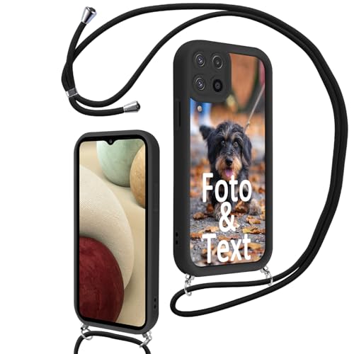 Saqmkil Handykette für Samsung Galaxy A12 4G 6,5'' Personalisierte Hülle mit Band, Personalisiert Handyhülle mit Kette Kordel mit Foto Bild, Schwarz Schutzhülle für Samsung A12 4G zum Umhängen Saqmkil Handykette für Samsung Galaxy A12 4G 6,5'' Personalisierte Hülle mit Band, Personalisiert Handyhülle mit Kette Kordel mit Foto Bild, Schwarz Schutzhülle für Samsung A12 4G zum Umhängen von Saqmkil