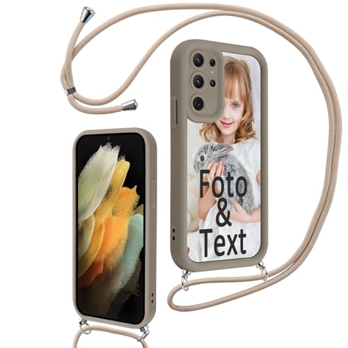 Saqmkil Handykette für Samsung Galaxy S21 Ultra 5G 6,8'' Personalisierte Hülle mit Band, Personalisiert Handyhülle mit Kette mit Foto Bild, Khaki Schutzhülle für Samsung S21 Ultra 5G zum Umhängen Saqmkil Handykette für Samsung Galaxy S21 Ultra 5G 6,8'' Personalisierte Hülle mit Band, Personalisiert Handyhülle mit Kette mit Foto Bild, Khaki Schutzhülle für Samsung S21 Ultra 5G zum Umhängen von Saqmkil
