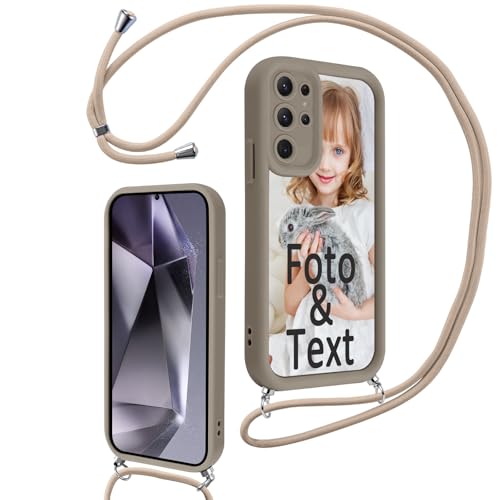 Saqmkil Handykette für Samsung Galaxy S24 Ultra 5G 6,8'' Personalisierte Hülle mit Band, Personalisiert Handyhülle mit Kette mit Foto Bild, Khaki Schutzhülle für Samsung S24 Ultra 5G zum Umhängen Saqmkil Handykette für Samsung Galaxy S24 Ultra 5G 6,8'' Personalisierte Hülle mit Band, Personalisiert Handyhülle mit Kette mit Foto Bild, Khaki Schutzhülle für Samsung S24 Ultra 5G zum Umhängen von Saqmkil
