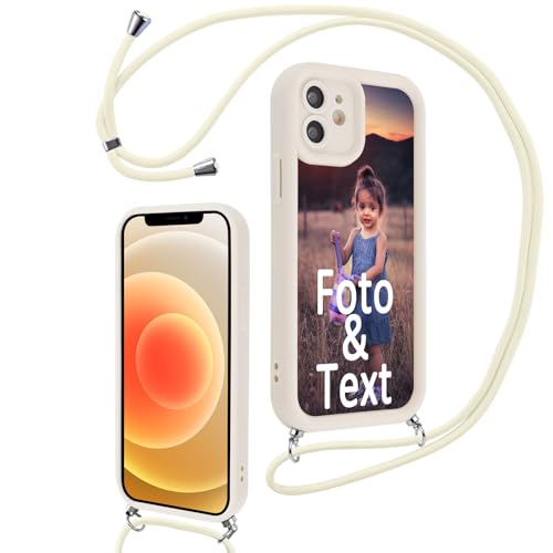 Saqmkil Handykette für iPhone 12 mini 5,4'' Personalisierte Hülle mit Band, Personalisiert Handyhülle mit Kette Kordel Selbst Gestalten mit Foto Bild, Beige Schutzhülle für iPhone 12 mini zum Umhängen Saqmkil Handykette für iPhone 12 mini 5,4'' Personalisierte Hülle mit Band, Personalisiert Handyhülle mit Kette Kordel Selbst Gestalten mit Foto Bild, Beige Schutzhülle für iPhone 12 mini zum Umhängen von Saqmkil