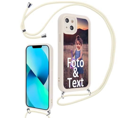 Saqmkil Handykette für iPhone 13 6,1'' Personalisierte Hülle mit Band, Personalisiert Handyhülle mit Kette Kordel Selbst Gestalten mit Foto Bild Text, Beige Schutzhülle für iPhone 13 zum Umhängen Saqmkil Handykette für iPhone 13 6,1'' Personalisierte Hülle mit Band, Personalisiert Handyhülle mit Kette Kordel Selbst Gestalten mit Foto Bild Text, Beige Schutzhülle für iPhone 13 zum Umhängen von Saqmkil