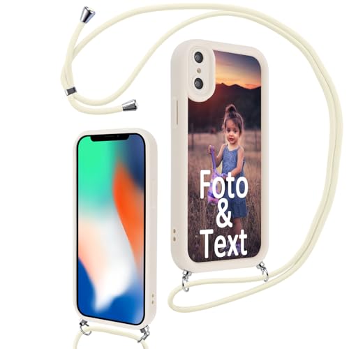 Saqmkil Handykette für iPhone X/XS 5,8'' Personalisierte Hülle mit Band, Personalisiert Handyhülle mit Kette Kordel Selbst Gestalten mit Foto Bild Text, Beige Schutzhülle für iPhone XS zum Umhängen Saqmkil Handykette für iPhone X/XS 5,8'' Personalisierte Hülle mit Band, Personalisiert Handyhülle mit Kette Kordel Selbst Gestalten mit Foto Bild Text, Beige Schutzhülle für iPhone XS zum Umhängen von Saqmkil