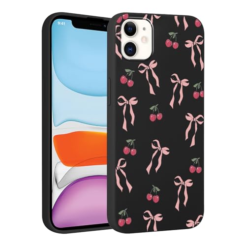 Saqmkil Hülle für iPhone 11 6,1'', Schwarz Silikon Ultra Dünn Handyhülle Aesthetic Mode Muster Motiv Design, Weich TPU Süßes Mädchen Frauen Stoßfest Case Schutzhülle für iPhone 11 - Schleifen 05 von Saqmkil