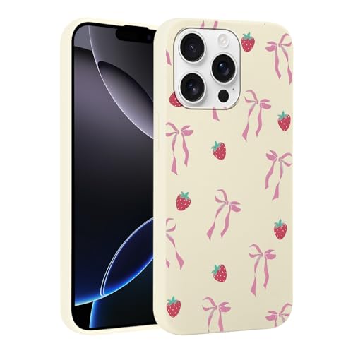 Saqmkil Hülle für iPhone 16 Pro 6,3'', Weiß Silikon Ultra Dünn Handyhülle Aesthetic Mode Muster Motiv Design, Weich TPU Süßes Mädchen Frauen Stoßfest Case Schutzhülle für iPhone 16 Pro - Schleifen 01 von Saqmkil