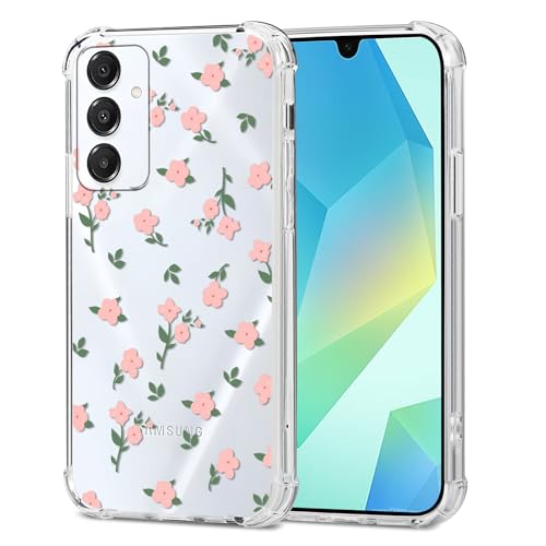 Saqmkil Transparent Hülle für Samsung Galaxy A16 4G/5G, Aesthetic Muster Motiv Design Frauen Mädchen Frauen Dünne Handyhülle, Weich Süßes Stoßfest Klar Case Schutzhülle für Samsung A16 6,7'',Blumen 03 von Saqmkil