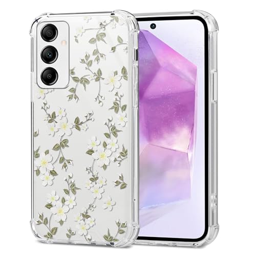 Saqmkil Transparent Hülle für Samsung Galaxy A55 5G, Aesthetic Muster Motiv Design Frauen Mädchen Frauen Dünne Handyhülle, Weich Süßes Stoßfest Klar Case Schutzhülle für Samsung A55 5G 6,5'',Blumen 05 von Saqmkil