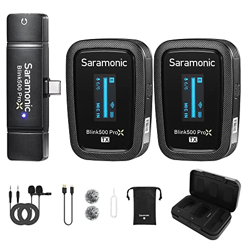 Saramonic Blink500 Prox B6 OLED Wireless Lavalier Mikrofon System, Dual USB Typ-C Wireless Mic für Android Smartphone Laptop PC YouTube Vlog Videoaufnahme von Saramonic