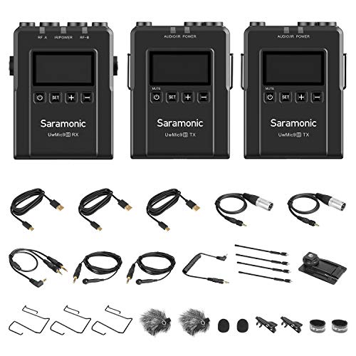 Saramonic New UwMic9S UHF Wireless Microphone System 96 Channel 2 Transmitters 1 Receiver for Phone Camera Broadcast Podcast TV, ENG, Film Make, Vlog Video Recording (TX+TX+RX) von Saramonic