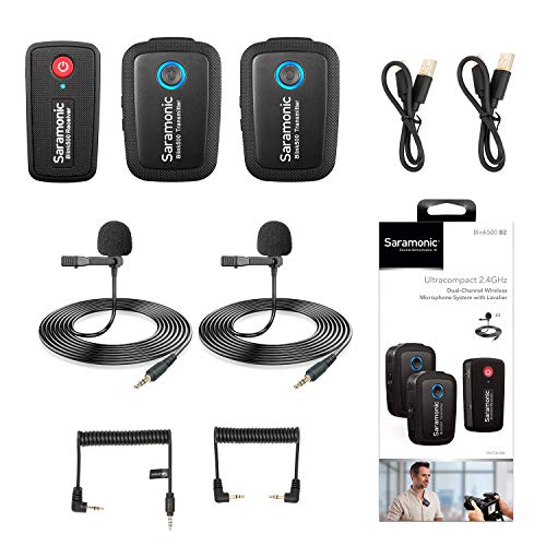 Saramonic Ultracompact 2.4GHz Dual-Channel Wireless Microphone Kit Blink500 2 Transmitters 1 Receiver for DSLR Mirrorless Video Canon Nikon Camera iOS Android Phone von Saramonic