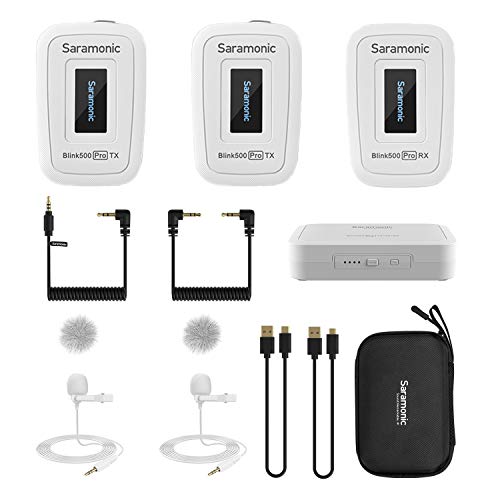 Saramonic Upgraded Blink500 Pro Dual-Channel Wireless Lavalier Microphone for DSLR Video Camera Android iPhone Tablet PC Computer Recording Facebook YouTube Podcast Vlog Interview (White) von Saramonic