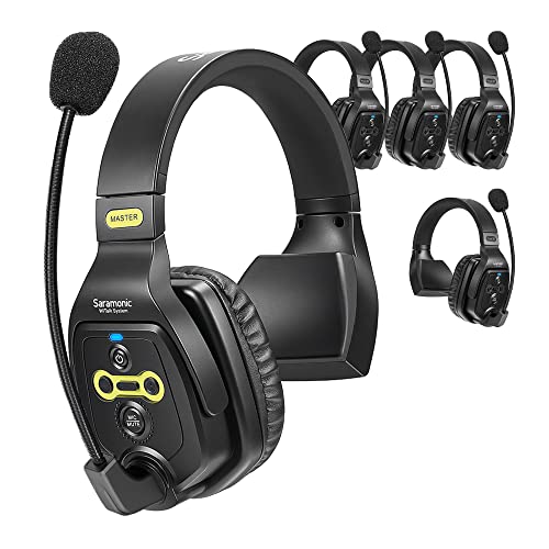 Saramonic WiTALK Full-Duplex Wireless Headset Intercom System, 400m Kommunikationsgruppe, EIN-Ohr-Headset mit 1 Master & 4 Fernbedienungs-Kopfhörer (5 Benutzer) von Saramonic
