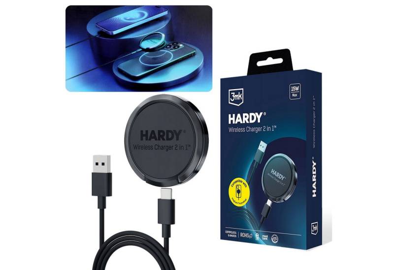 Sarcia.eu 3mk HARDY Wireless Charger 2in1 15W schwarzes Induktionsladegerät Induktions-Ladegerät von Sarcia.eu