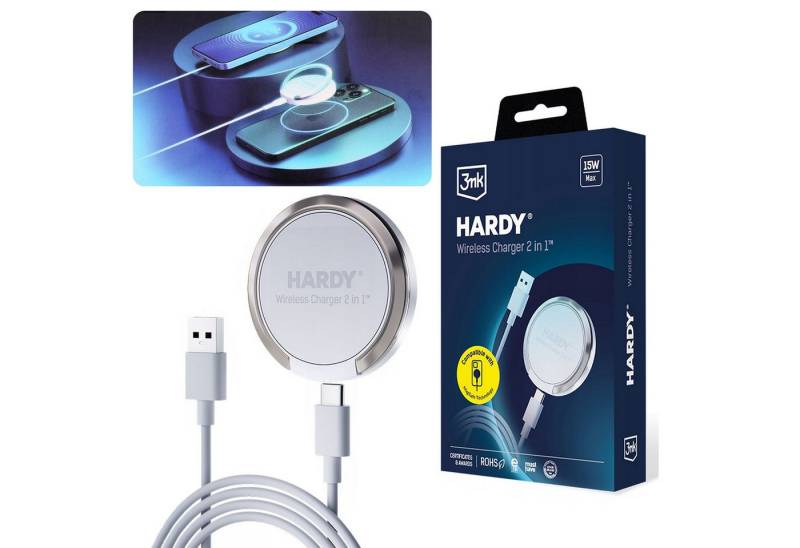Sarcia.eu 3mk HARDY Wireless Charger 2in1 15W weißes Induktionsladegerät Induktions-Ladegerät von Sarcia.eu