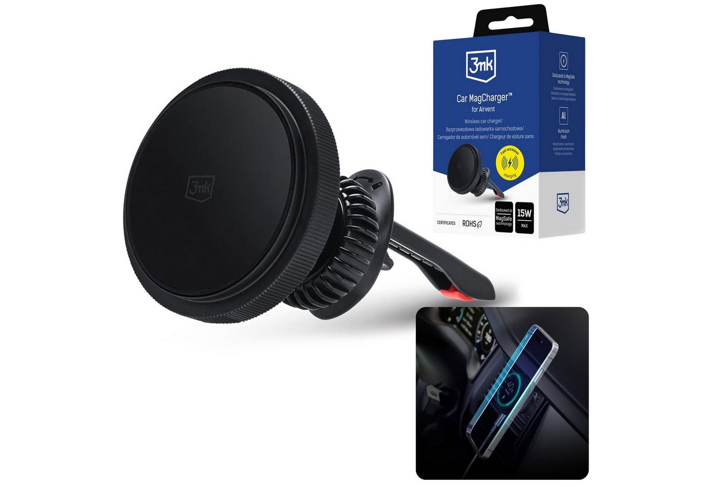 Sarcia.eu Autohalterung mit MagSafe 3mk Car MagCharger™ for Airvent Handy-Halterung von Sarcia.eu