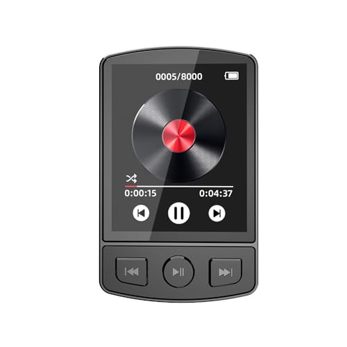 Sarini MP3-Player mit Clip, tragbarer Musik-Player, Bluetooth 5.0, mit 32 G SD, Lauf-Schrittzähler, FM-Sprachaufzeichnung, Alarm, FM-Video, Bild, E-Book von Sarini