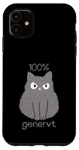 Hülle für iPhone 11 Spruch sarkastisch witzig lustig genervte Katze 100% genervt von Sarkasmus Sarkastische Sprüche Ironische Geschenke
