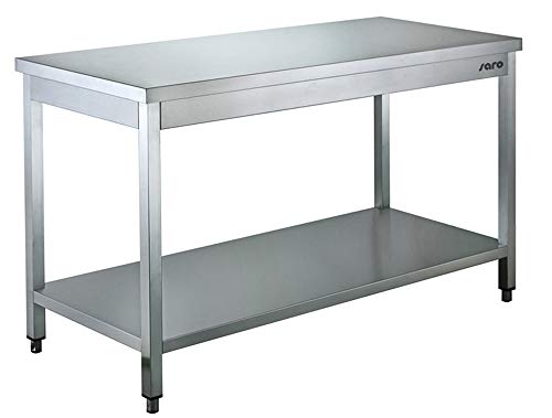 SARO Edelstahltisch, mit Unterblatt - 700 mm Tiefe, 600mm von Saro