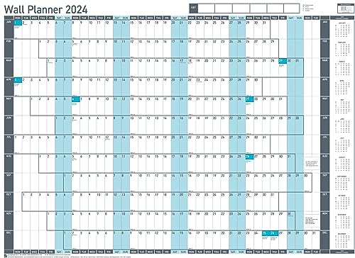 Sasco 2024 Value Yearly Wall Planner Set, Board Mounted Whiteboard Style Dry Erase Calendar, Large Wall Planner, Wall Chart & Office Pinnwand, blau, 915 x 610 mm von Sasco