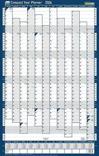 Sasco Kompakter Jahres-Wandplaner für 2024, Mini-Whiteboard-Poster-Stil, trocken abwischbarer Kalender, kleiner Wandplaner mit trocken abwischbarem Stift und Aufklebern, Wandtafel und Pinnwand, von Sasco