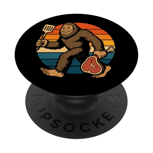 Bigfoot Sasquatch BBQ Grillen Retro PopSockets Klebender PopGrip Bigfoot Sasquatch BBQ Grillen Retro PopSockets Klebender PopGrip von Sasquatch BBQ Meat Lover Retro Design